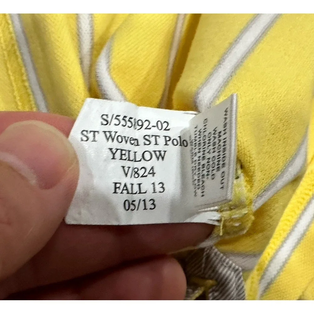 Banana Republic‎ Pique Polo Shirt Men's Medium Yellow Elephant Striped Golf Polo